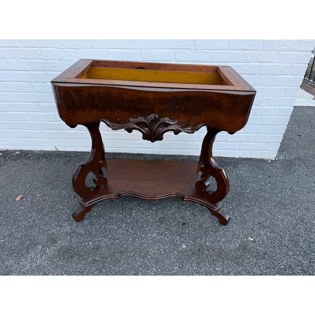 Antique American Rococo Revival Style Flame Mahogany Marble Top Console Table. For Sale - Image 14 of 16
