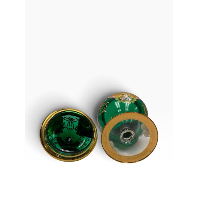 Emerald Vintage Murano Emerald Green "Tre Fuochi" 24k Gold Venetian Glass Lidded Urn For Sale - Image 8 of 8