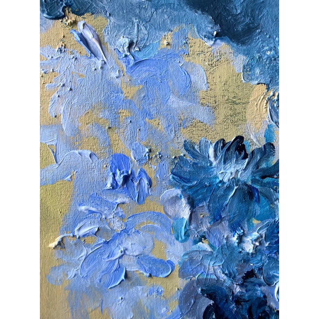 Original-Jardin d'Hiver-Cloud Dahlias in Blue-Shizico Yi-British Awarded Artist-Impasto on Canvas For Sale - Image 10 of 17