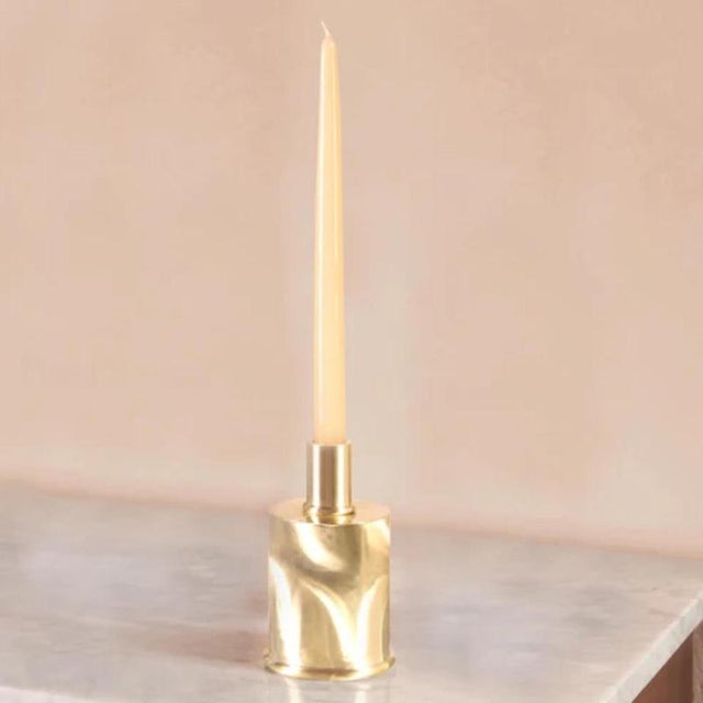 Contemporary Rl 02 Mini Candleholder in Caspal Brushed Brass by Caspal For Sale - Image 3 of 10