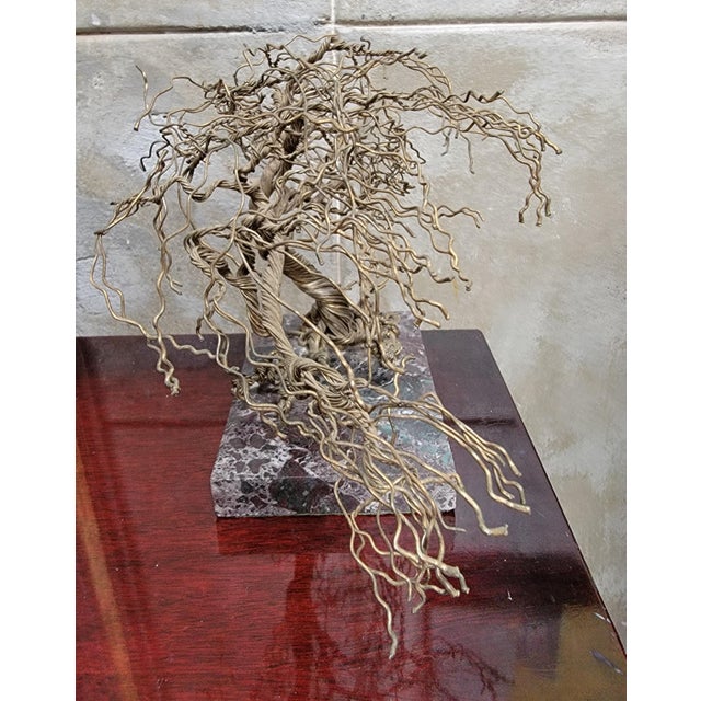 Wire Tree Sculpture on Marble Base, Artist Signed For Sale - Image 9 of 14