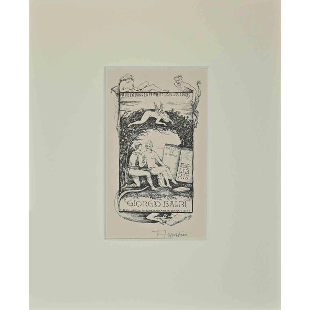 Alberto Martini, Ex Libris Giorgio Balbi, Woodcut, 1944 For Sale