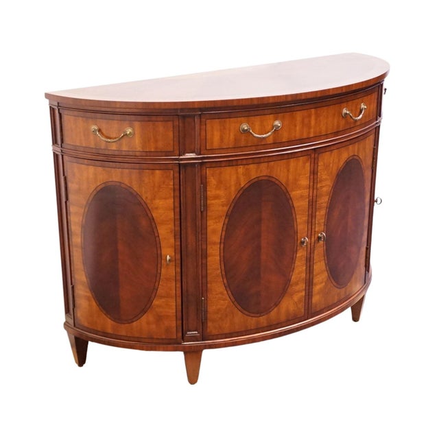 ETHAN ALLEN Townhouse Collection Traditional Hepplewhite Revival Mahogany Inlaid 50" Demilune Console / Buffet 30-6205...