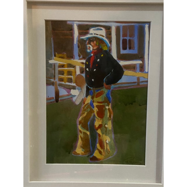 Rhett Thurman (American, b. 1943) Western Cowboy Scene, 1990s Watercolor on paper Framed An expressive 1990s watercolor by...