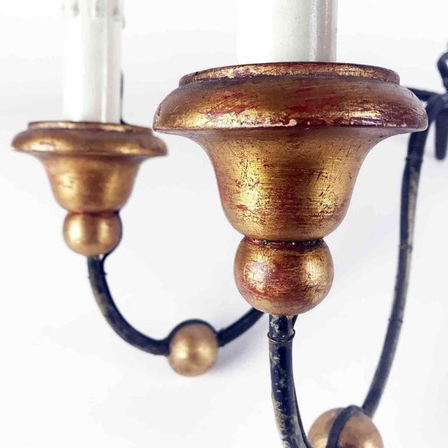 Antique Iron 5-Light Wall Lamp For Sale - Image 4 of 9