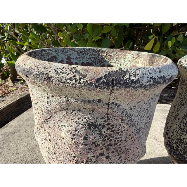Vintage Volcanic Glaze Terracotta Garden Planters, Pair For Sale - Image 11 of 12