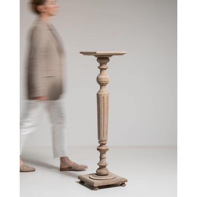 19th Century France Antique White Oak Pedestal For Sale - Image 13 of 14