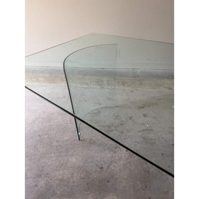 Transparent Post Modern Glass Double Pedestal Dining Table For Sale - Image 8 of 10