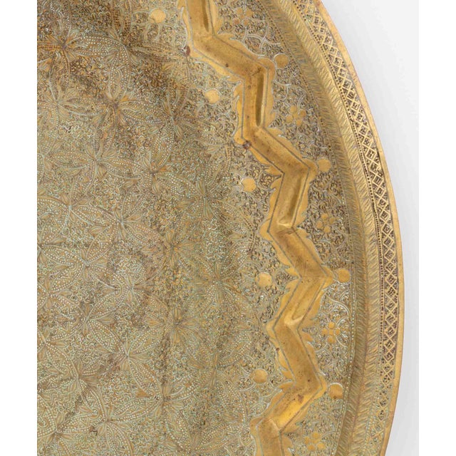 Indian Indian Sunburst Motif Brass Circular Tray For Sale - Image 3 of 7