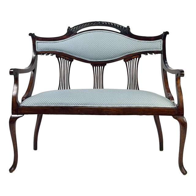 Antique Classical Mahogany Lyre-Back Settee For Sale