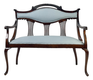 Antique Classical Mahogany Lyre-Back Settee