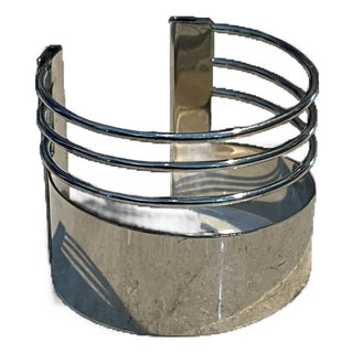 Vintage Silver Minimalist Adjustable Cuff Bracelet For Sale