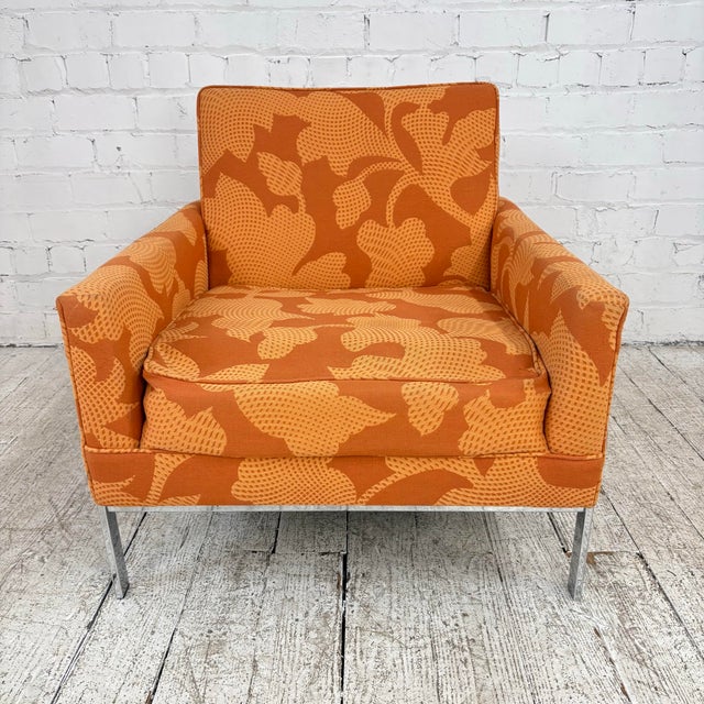 Mid 20th Century Mid Century Modern Knoll Style Lounge Arm Chair Chrome For Sale - Image 5 of 12