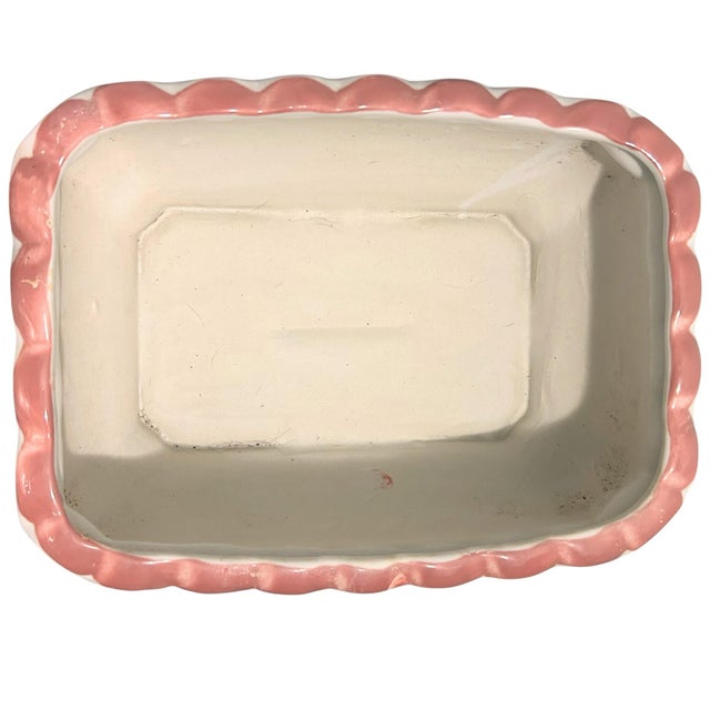 Vintage Ceramic Rectangular Planter Plant Pot White Pink European City Design For Sale In Tampa - Image 6 of 7