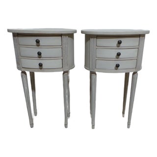 Gustavian Style Unique 3 Drawer Nightstands For Sale