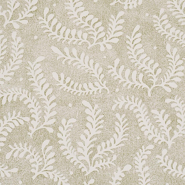 Schumacher Etched Fern Wallcovering In Green For Sale
