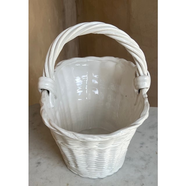 Vintage Italian Ceramic Basket For Sale In San Francisco - Image 6 of 8