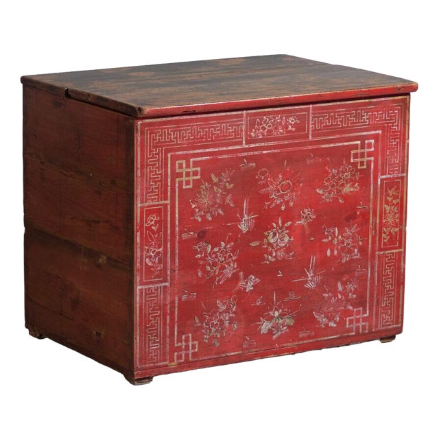Antique Chinese Qing Dynasty Painted Dongbei Chest For Sale