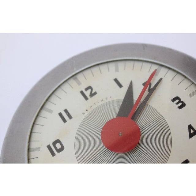 Silver Art Deco Sentinel Wafer Wall Clock Designed by Henri Dreyfuss for Ingraham For Sale - Image 8 of 13