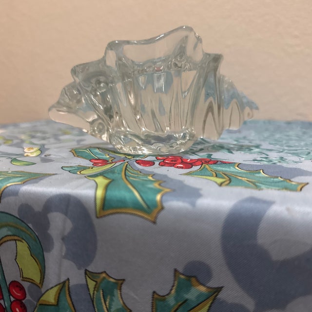 Vintage Walther Glas Style Clear Crystal Shell Votive Candle Holder For Sale - Image 4 of 7