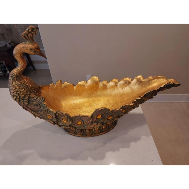 1980s 1980s Vintage Peacock Centerpiece Bowl For Sale - Image 5 of 6