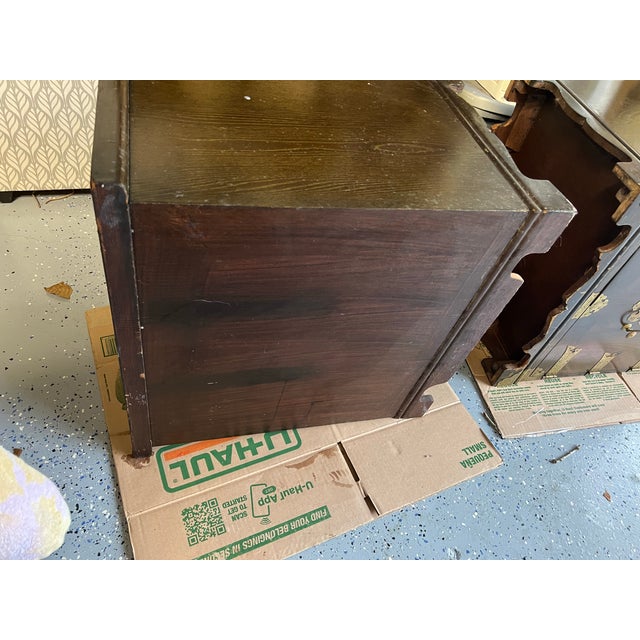 Pair of Vintage Korean Brass-Mounted Elm Wood Tansu Nightstands / Side Tables / Cabinets For Sale - Image 10 of 10