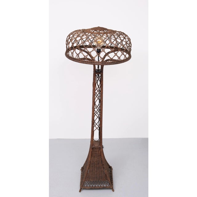 Wicker Floor Lamp by l.P.H. De Ridder Amsterdam, 1920s For Sale - Image 9 of 10