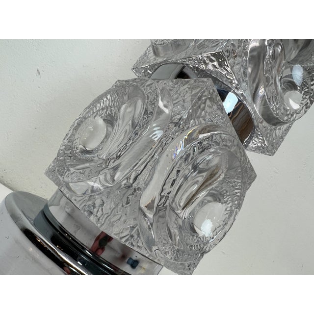 1970s Ice Glass Cube Table Lamp from Peill & Putzler, 1970s For Sale - Image 5 of 11