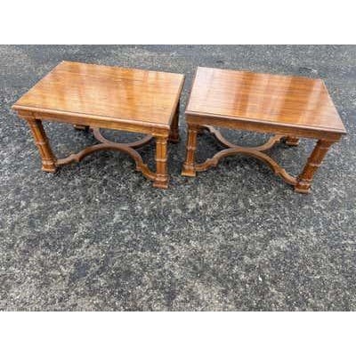 Late 20th Century Late 20th Century Drexel GuildHall Pair of Walnut Rectangular Tables, Modern Style For Sale - Image 5 of 12