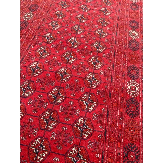 Red Vintage Turkmen Afghan Bokhara Design Runner For Sale - Image 8 of 18