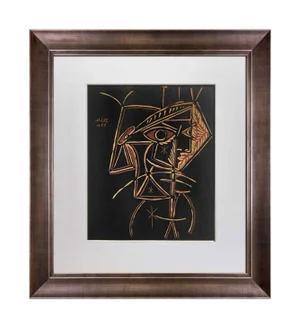 Pablo Picasso Linogravure Ltd Ed. "Tete De Femme” 1959 +Custom Frame