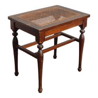 Vintage French Provincial Country Brown Cane Bench by Gardner Chair Co. For Sale