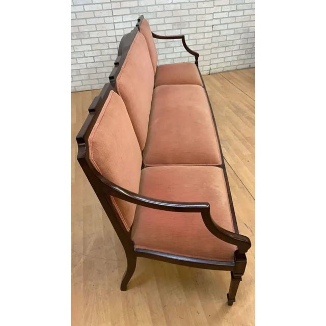 Wood Vintage Federal Style Extra Long Hall Bench For Sale - Image 7 of 11