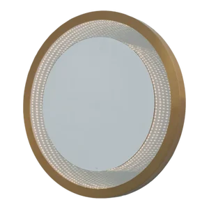 Starfall Vanishing Infinity Led Round Wall Mirror in Brass