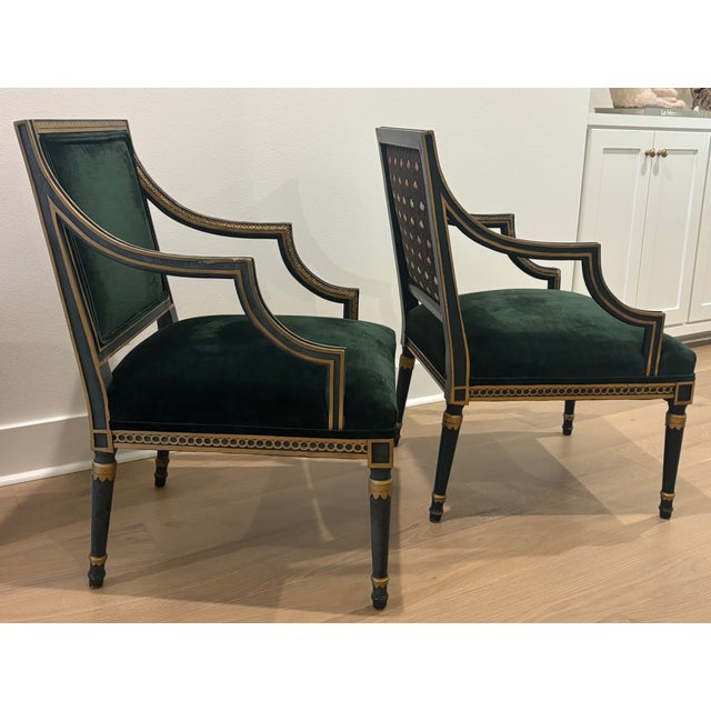 Vintage French Louis XVI Style Square Back Fauteuils - A Pair For Sale - Image 12 of 16
