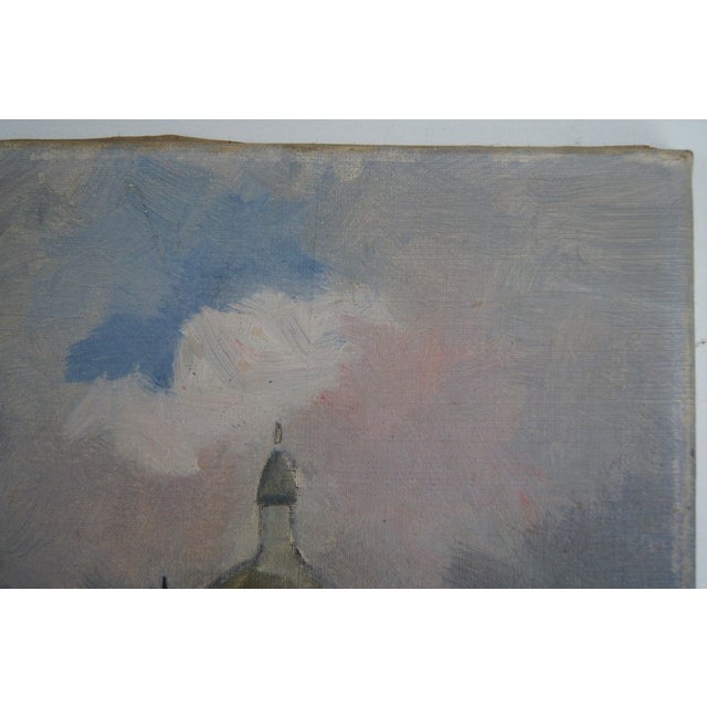 Mid 20th Century "The Church" Impressionist Style Landscape Oil Painting by Antoine Burger For Sale - Image 9 of 11