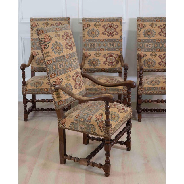 Wood Set of Four French 20th Century Louis XIII Style Armchairs For Sale - Image 7 of 10