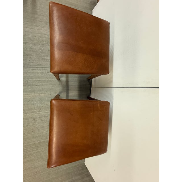 Brownstone Cognac Leather Counter Stools, Pair For Sale In San Francisco - Image 6 of 12
