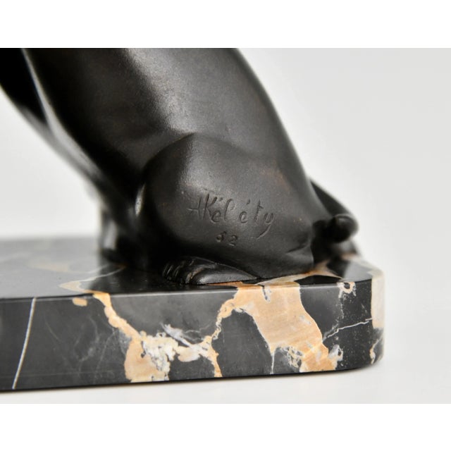 Art Deco Bronze Cat Bookends by Alexandre Kelety, 1930s, Set of 2 For Sale - Image 10 of 12