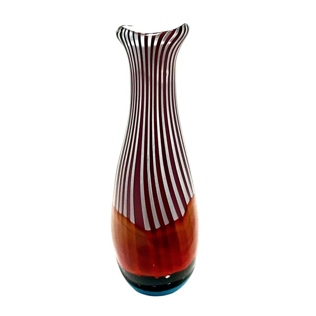 A highly collectible Murano hand-blown art glass vase. Attributed to Anzolo Fuga who designed the vase for AVeM (Arte...