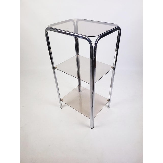 1970s Vintage Chrome Shelving Unit with Glass Shelves, 1970s For Sale - Image 5 of 9