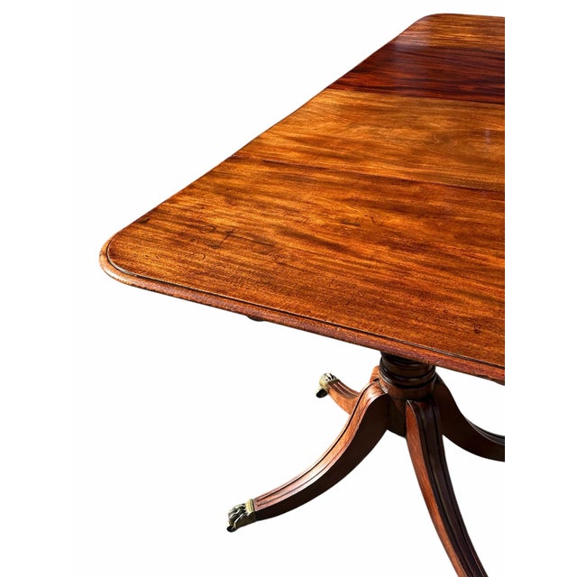 Red Antique Federal Mahogany Double Pedestal Tilting Banquet Table With Two Leaves For Sale - Image 8 of 12
