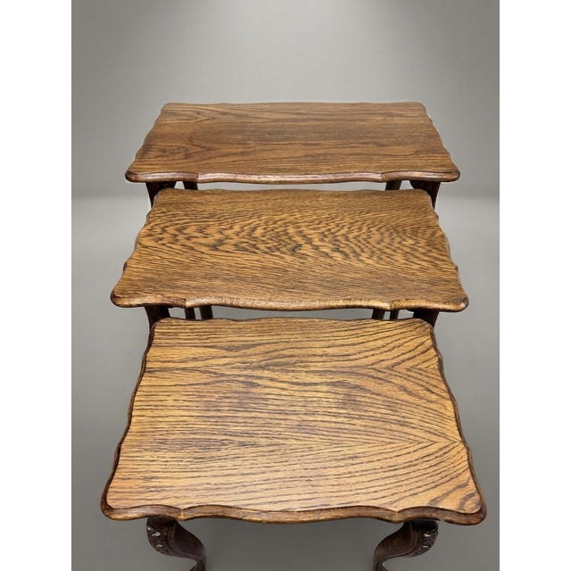 Antique French Oak Nesting Tables, Set of 3 For Sale - Image 4 of 6
