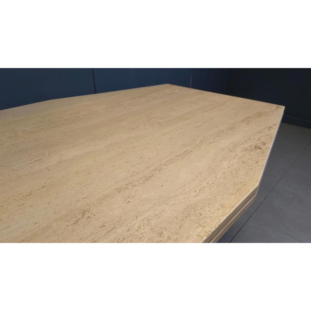 Hollywood Regency Vintage Travertine Dining Table, 1970s For Sale - Image 3 of 15