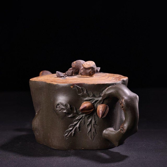 Vintage Handmade Yixing Zisha Clay Teapot With Tree Trunk Motif For Sale In Los Angeles - Image 6 of 10