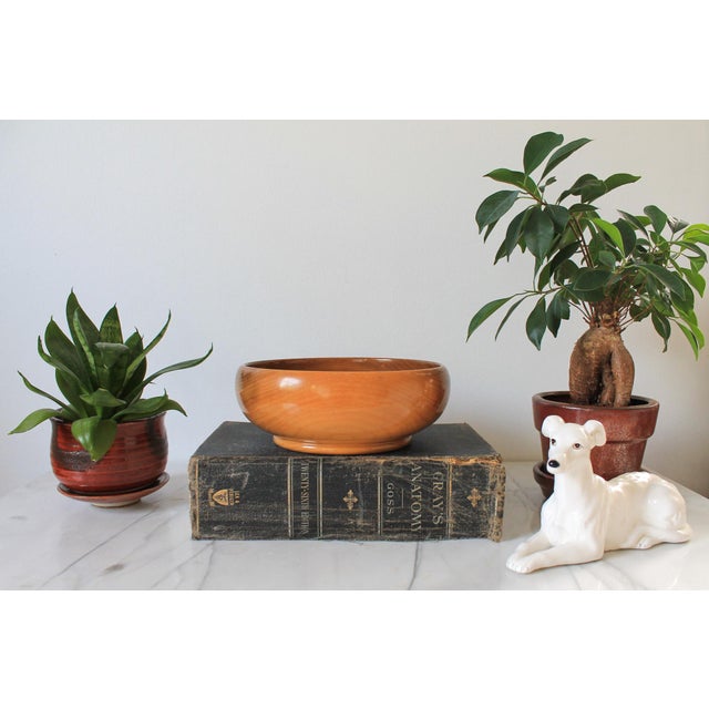 Vintage Myrtle wood serving bowl. Makers mark on bottom. Some minor age wear.