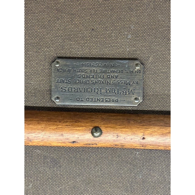 Vintage Campaign-Style Steamer Trunk Coffee Table With 2 Drawers For Sale - Image 11 of 11