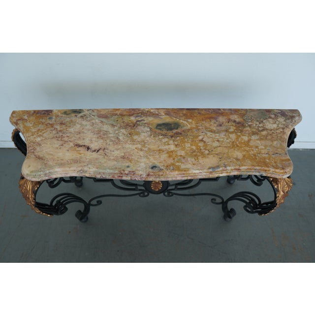 1980s Vintage Iron & Marble Console Table For Sale - Image 5 of 17