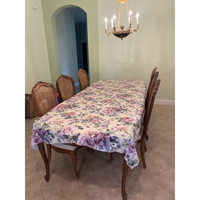 Wood French Provincial Extendable Dining Table & 6 Chairs For Sale - Image 7 of 16