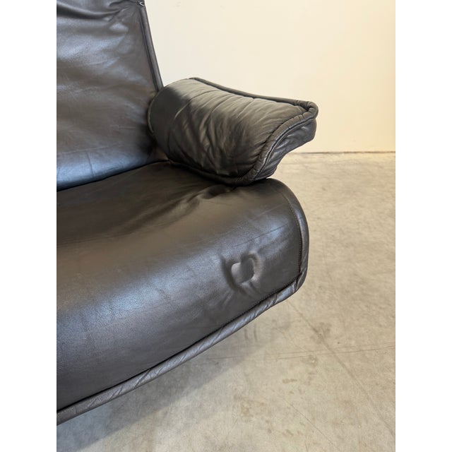 Vintage 1970’s Otto Zapf for Knoll Attrb Follow Me Black Leather Two Seat Sofa For Sale - Image 12 of 12